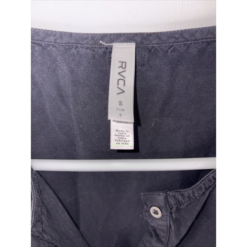 RVCA Hitched Romper Viscose Small Black Softest Romper, buttons up, pockets - Picture 2 of 10
